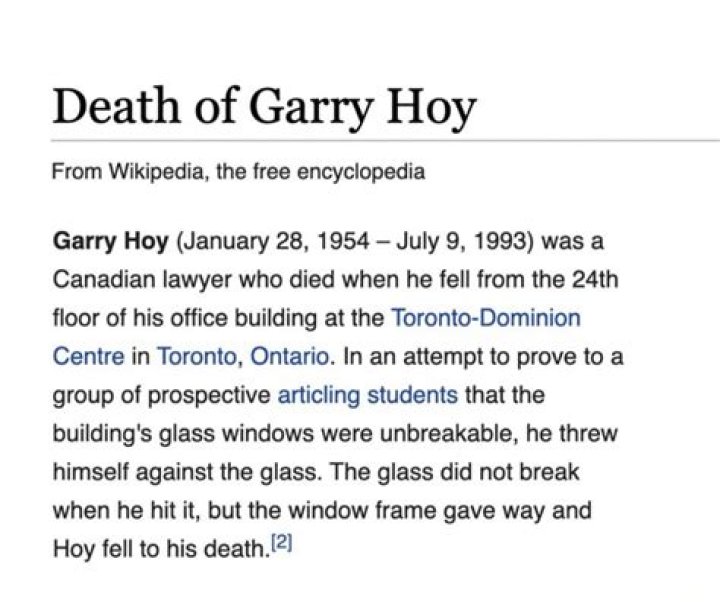Death of Garry Hoy Biography, Age, Height, Wife, Net Worth, Family